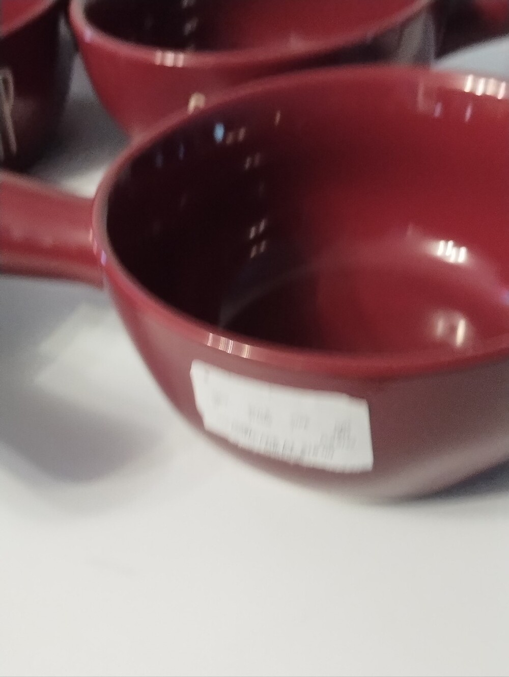 New ( 5) Rae Dunn Burgundy "Soup" Bowls with Handle - Picture 2 of 3